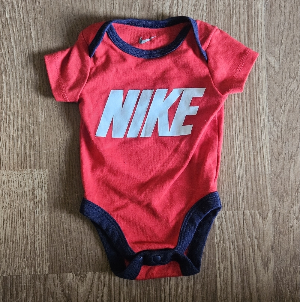 Nike Red and Black Baby Bodysuit Size 3 Months